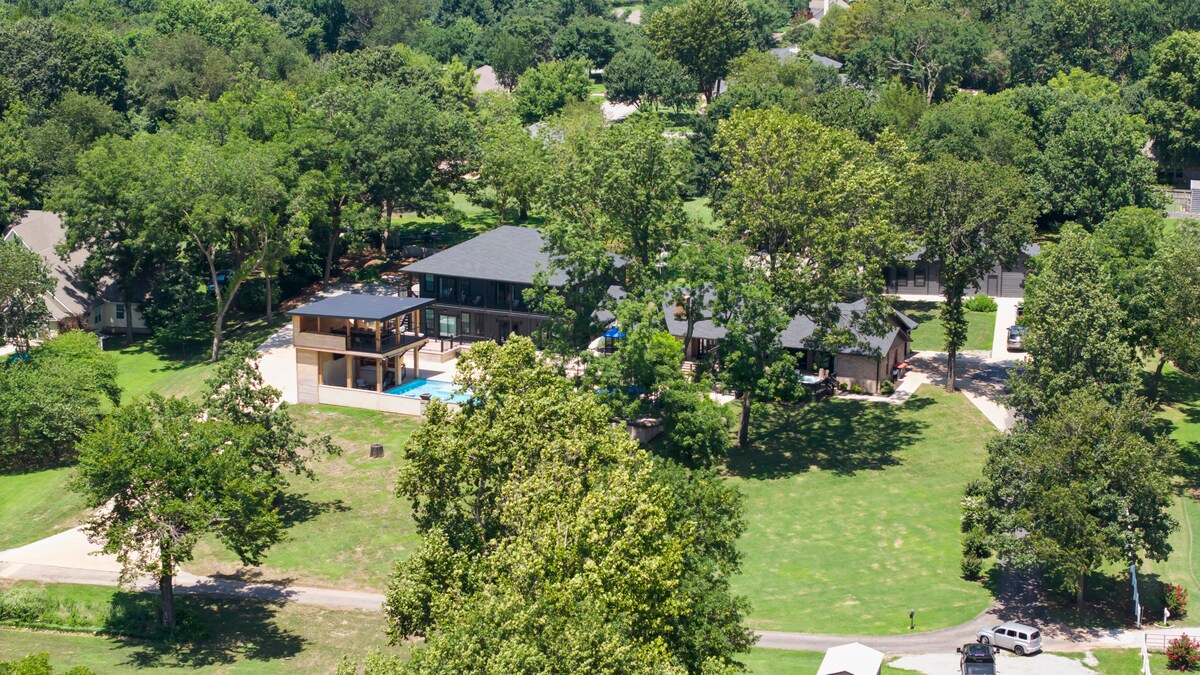 Aerial view of the full property
