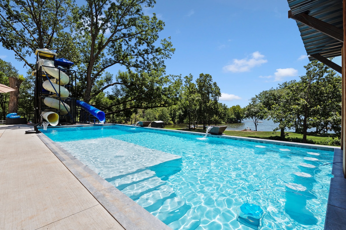 Pool with waterslides